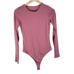 Woolx Sophia Bodysuit with Long Sleeves Size S Dusty Rose Pink